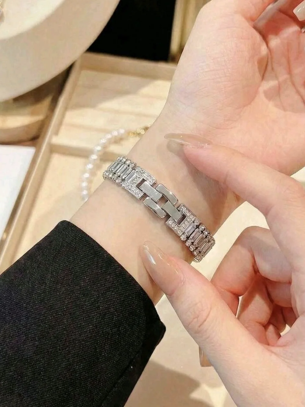 SmartWatch Band Silver Crystal Bracelet